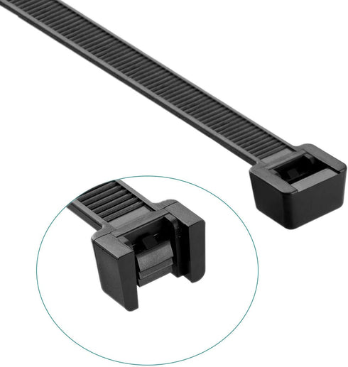 Superun Heavy Duty Zip Ties, 8 Inch, 50 Lbs Tensile Strength, Self-locking Wire Ties, Pack of 100, Black