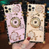 iPhone 12 Pro Max Bling Case - 6.7" Luxury Cute Shine Sparkly Glitter Diamond Rhinestone Flower Soft Phone Cover with