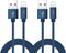 RoFI Phone Charger Cable, 2Pack 2 Feet Nylon Braided Fast Charging USB Cord for Phone X, 8, 7, 6s, 5 (Blue)