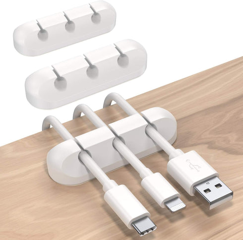 SOULWIT Cable Holder Clips, 3-Pack Self Adhesive Cord Organizer for Desktop USB Charging and Power Cables