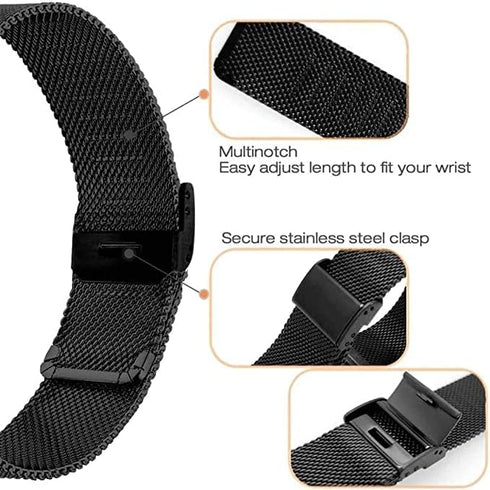 FitTurn Slim Mesh Stainless Steel Quick Release Compatible with Cubitt Aura Pro Smartwatch/Fitness Tracker, Replacement Wristband Sports Straps Bracelet Adjustable Watch Band Women Men Strap with