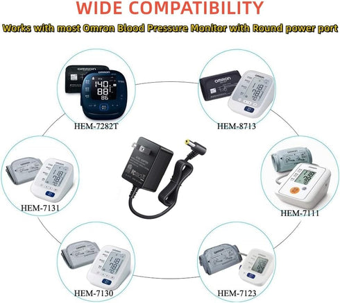 SoulBay AC Adapter for Omron Healthcare Blood Pressure Monitor 5 Series 7 Series 10 Series DC 6V 1A Power Supply