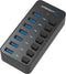 SABRENT 36W 7 Port USB 3.0 Hub with Individual Power Switches and LEDs, includes 36W 12V/3A power adapter