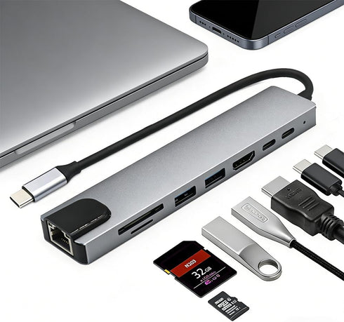 Treayes USB C Hub 8 in 1 for MacBook Air/Pro 4K HDMI, Ethernet,