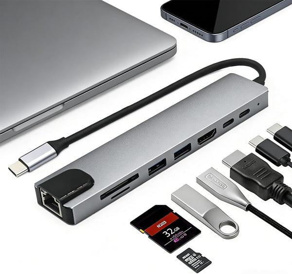 Treayes USB C Hub 8 in 1 for MacBook Air/Pro 4K HDMI, Ethernet,