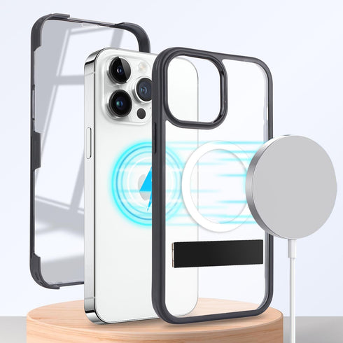 iPhone 13 Pro Max Case with Built-in Screen Protector, Magnetic, Magsafe, Stand, Black - Ultimate Protection!