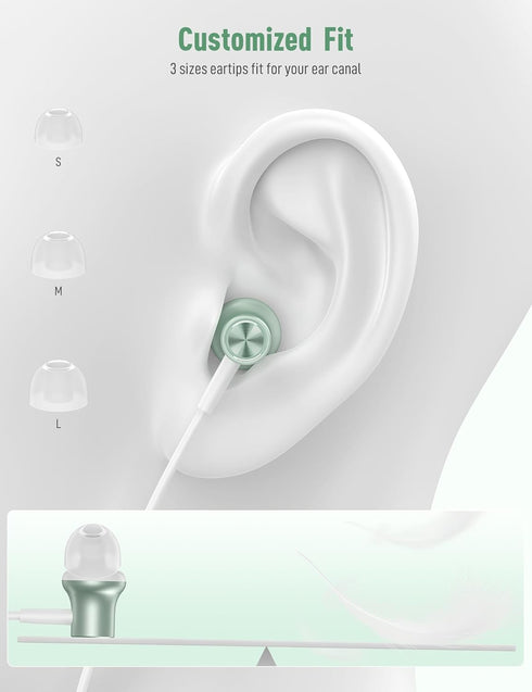 USB C Headphones for Apple iPhone 15 Pro Max iPad, Wired Earbuds in Ears Small Type C Earphones with Microphone for