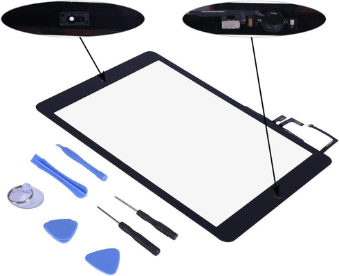 Touch Screen Digitizer for 2017 iPad 9.7 (A1822, A1823) Front Glass Replacement with Home Button & Tool Kit