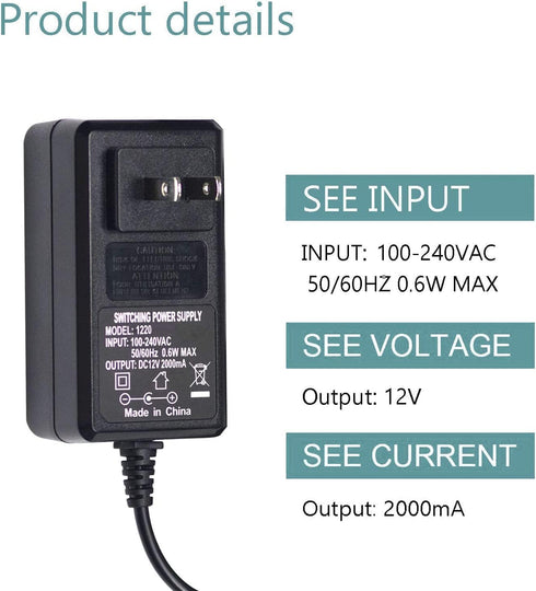 12V 1A AC/DC Adapter Switching Power Supply 100-240V AC to DC 12W 12V 1A Wall Charge for CCTV Camera, LED Strip Light, Routers, Speakers, Home Appliances, Scanner,Plug 2.1mm X 5.5mm