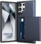 ZUSLAB Card Holder Slot Case for Samsung Galaxy S24 Ultra, Shockproof Rubber & PC Bumper Dual Cover - Dark Blue