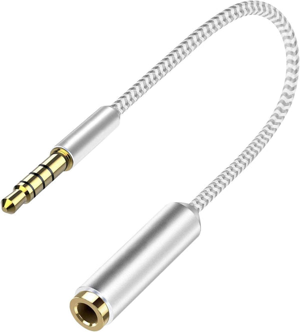 Cellet Gold Plated 3.5mm TRRS Male to Female Audio Adapter, 6 Inch, White