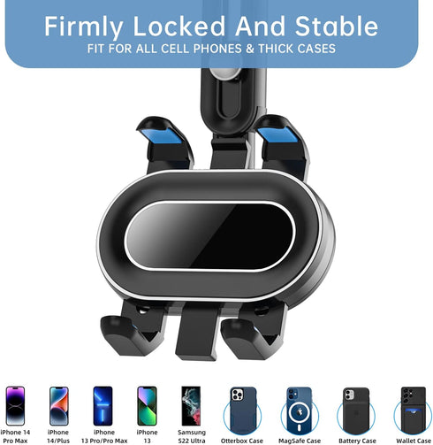 360° Rotatable Rearview Mirror Phone Holder for Car, Retractable Multifunctional Design, Four Corners Fixed Anti-Shake