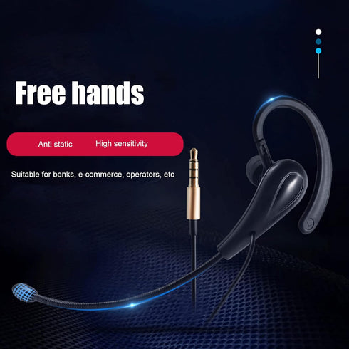 Call Center Headset, 3.5mm Wired Ear Hook Single Sided Customer Service Headphone with Mic, for Laptop Mobile Phones, for Telemarketing
