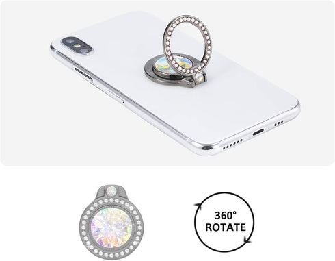 Glitter Bling Bling Phone Ring Holder, Sparkle Rhinestone Kickstand for Girls Women, Black