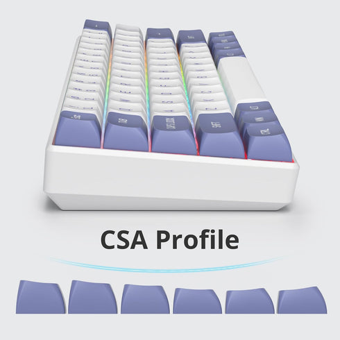 Fogruaden Purple White Keycaps Set, Double Shot 118 Keys CSA Profile Custom Keycaps for Cherry Gateron MX Switches