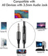 12FT 3.5mm CGS06 Extra Long Earbuds for TV & PC, with Spring Coiled Extension Cable, Volume Control & Mic, in-Ear Wired