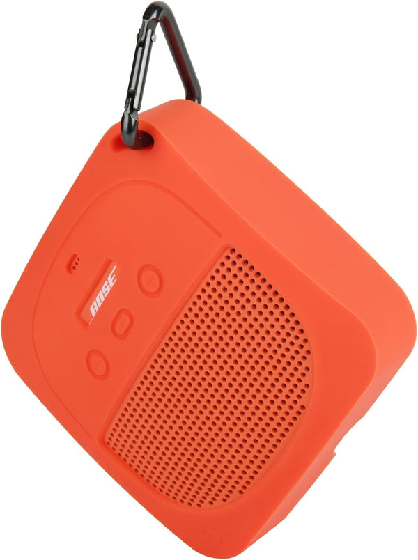 TXEsign Silicone Case for Bose SoundLink Micro Bluetooth Speaker, Soft Travel Carrying Case with Metal Hook (Orange)