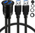 BATIGE 2 Ports Dual USB 3.0 Male to USB 3.0 Female AUX Flush Mount Car Extension Cable for Car Truck Boat Motorcycle,