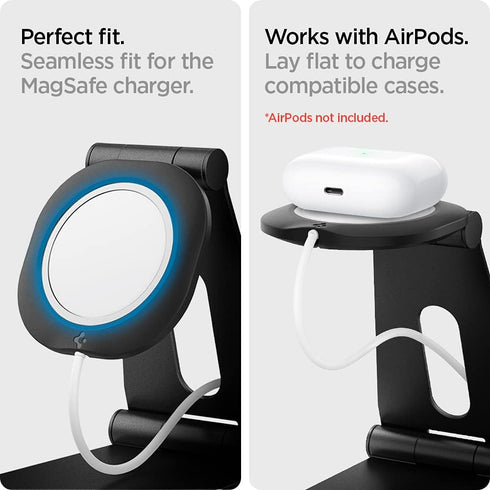 Spigen Mag Fit S, Adjustable Phone Stand for MagSafe Charger, Compatible with iPhone 15/14/13/12 Series, Black
