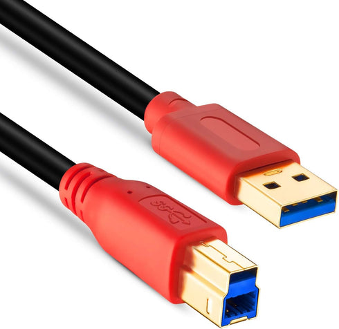 3.0 1.5Ft, (0.5M/1.5Ft) Tan QY USB Cable A Male to B Male Type A to B Male Compatible with Hard Disk