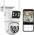 Dosilkc 1080P PTZ Outdoor Security Camera, Dual Lens Linkage Wireless WiFi Cameras for