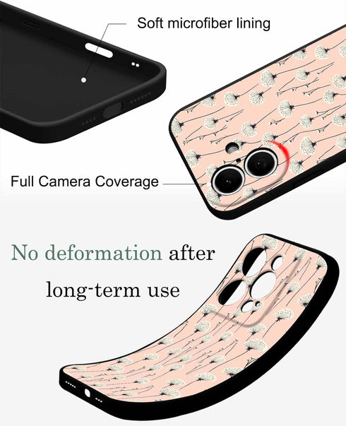 Shijh Tec 15, Silicone Phone Case for iPhone White Plants Wildflowers Salmon Beige Scratchproof Phone Case Silicone