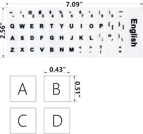 2Pcs Universal English Keyboard Stickers for PC Computer Mac Laptop Desktop Keyboard, English Keyboard Replacement
