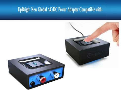 UpBright 5V AC/DC Adapter Compatible with Esinkin W29 W29-US W29-ESK001 Bluetooth Audio BT Adapter Bluetooth Receiver Wireless Audio Receiver DC5V 0.15A 5VDC 150mA Power Supply Cable Battery Charger