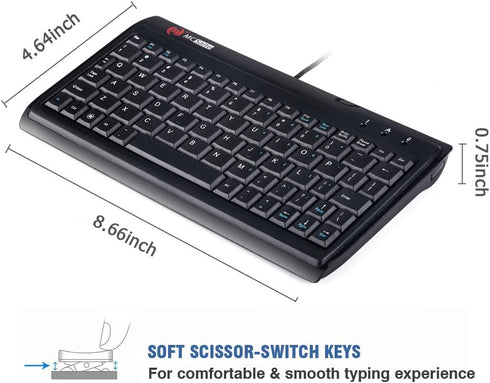 Super Mini Wired Keyboard MCSaite Full Size 78 Keys Keypad Small Portable Fit with Professional or Industrial Use