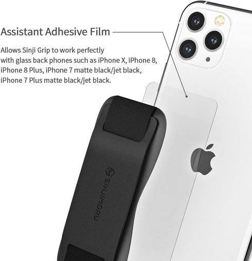 Sinjimoru Phone Grip with Silicone Band Comfortable One-Hand Holder & Kickstand for Smartphones, Tablets, and eReaders