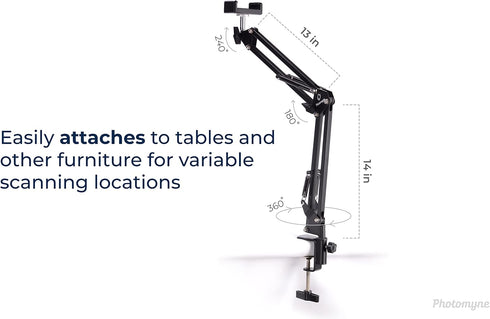 PHOTOMYNE Album Sturdy Flexible Phone Holder for Desk, Table, Office, Kitchen with Clamp for Photo Scanning, iPhone