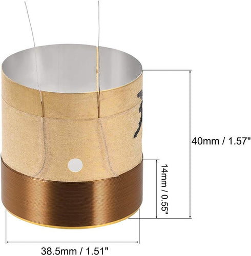 uxcell 2pcs 38.5mm Woofer Voice Coil, 1.5" Round Copper Wire Bass Speaker Replacement