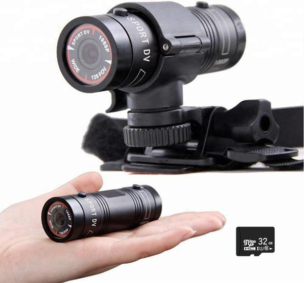 Motorcycle Helmet Camera, 1080p Sports Action Camera with 120° Wide Angle, Waterproof, 32G SD Card