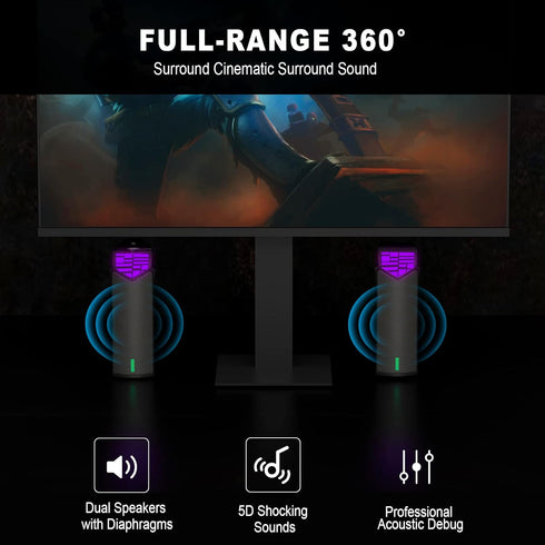Smalody Computer Speakers for Desktop Gaming Monitor, RGB Lights, 2 in-1 Bluetooth Soundbar, USB Powered