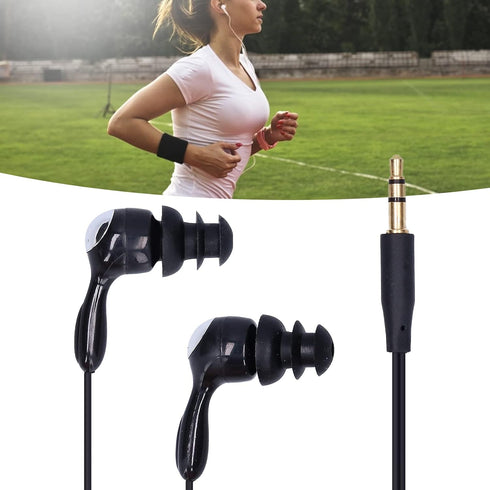 PUSOKEI Short Cord Waterproof Headphone, IP68 Waterproof Earplugs Suitable for Swimming, Surfing, Running (Black)