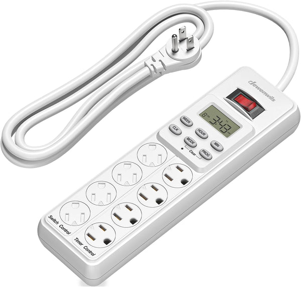 DEWENWILS 8 Outlet Power Strip with Timer (4 Timed/4 Always On), Indoor Digital