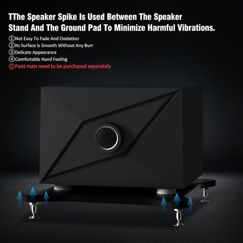 Monosaudio Speaker Spikes - 4 Pcs HiFi Speaker Anti-Vibration Spikes (without Spike Pad) for Speaker, Subwoofer,