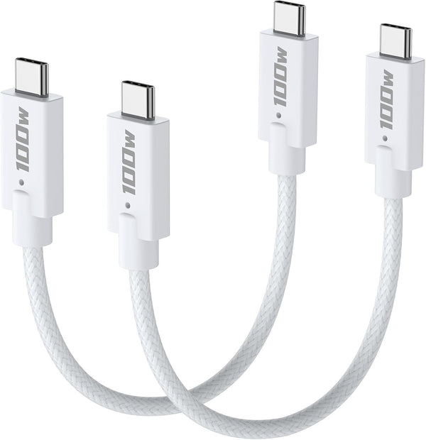 USBC to USBC 1ft, 2Pack, Short Fast Charging 100W Braided Type C to C Charger Cord for iPhone 15 Pro Max