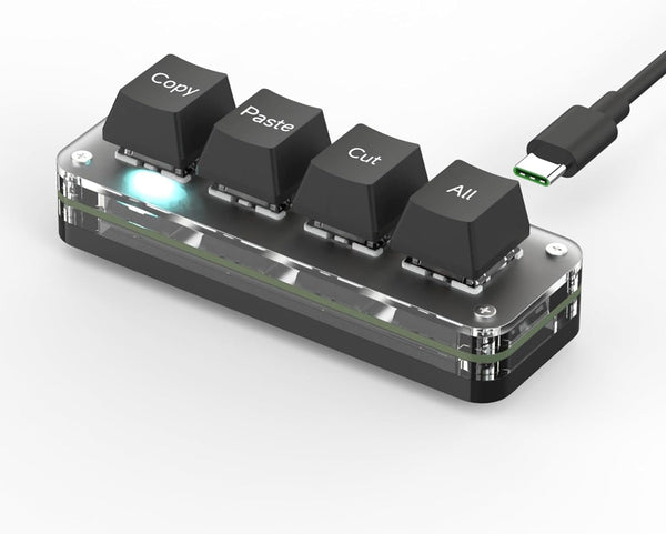 4-Key Macro Keypad, Cut Copy Paste Select-All Keyboard, One Handed Mechanical Gaming Keyboard, Backlit OSU Keypad