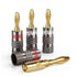 Bullet Pin Banana Plugs for Speaker Wire (12 Pairs, 24 Pcs), 4mm Dual Screw Type, 24K Gold Plated Connectors,