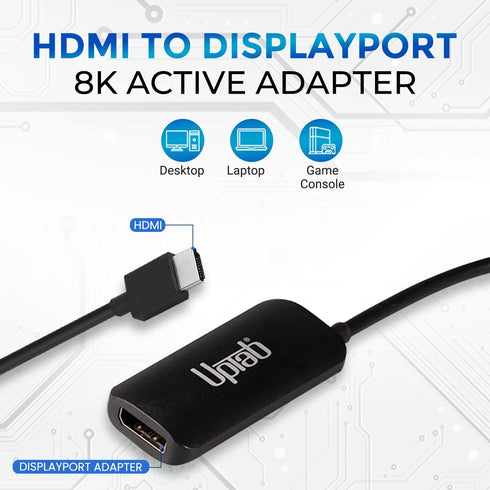 uptab HDMI to DisplayPort Adapter 8K, HDMI 2.1 to DP 1.4 for Xbox One/X/S, PlayStation 5 and More