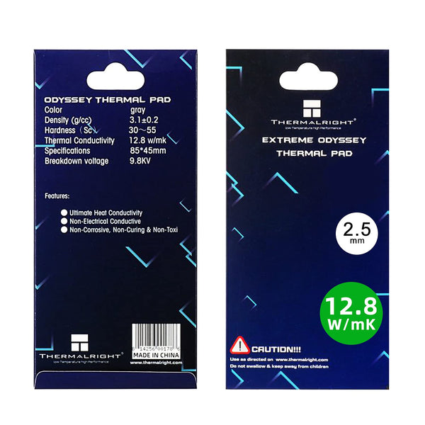 Thermal Pad 2.5mm 12.8 W/mK, 85x45x2.5mm, Non Conductive Heat Resistance, Odyssey Silicone for PC PS5 PS4 Laptop