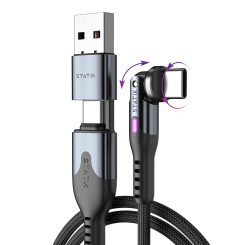 Statik PowerPivot Pro USB C to USB C Cable, 60W Fast Charging, Data Transfer Capable USB Charger Cord, 3FT/1M