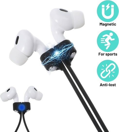 Thrymme 4PCS Earbud Strap, Soft Silicone Magnetic Earbud Straps for Wireless Earbuds, Ultra Strong Metal for Wireless
