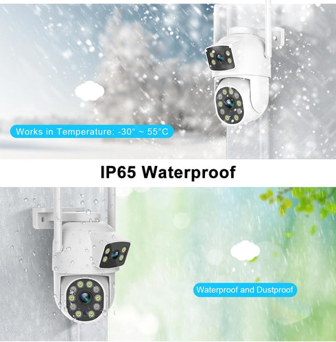 EVERSECU 6MP WiFi PTZ Security Camera Outdoor, Dual Lens, 360° View, Auto Tracking, Color Night Vision, 2-Way Audio