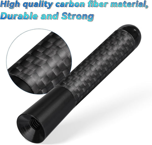 GODPEE 3.2 Inch SZSAUTO Car Truck Short Antenna, Carbon Fiber Waterproof Car Antenna Replacement Mast, Universal