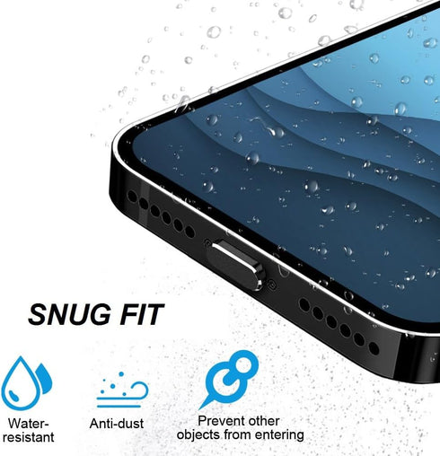 4 Pack Designed for iPhone 15 Pro Max Plus USB C Anti Dust Plugs Charging Port Cover Type C with 2 Plug Holders, Full Protection Caps Wireless Charging Friendly Phone Accessories(Black)