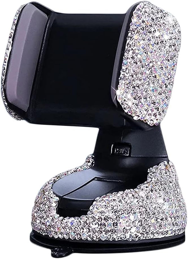 SUNCARACCL Bling Car Phone Holder, 360° Adjustable Rhinestone Crystal Auto Phone Mount for Windshield, Dashboard & Air