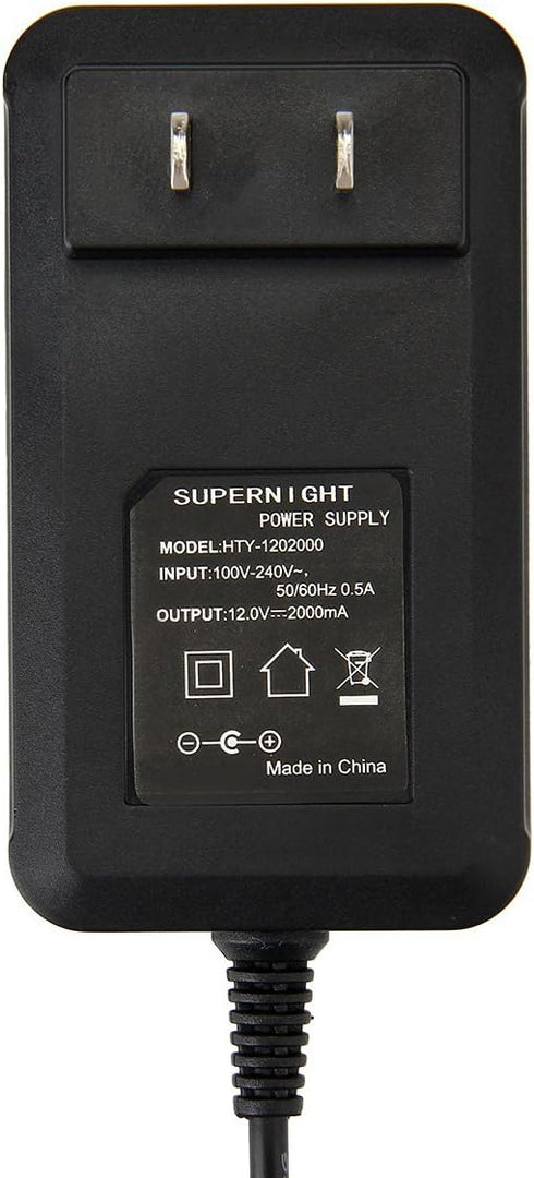 SUPERNIGHT 12V 2A Power Adapter Supply, AC 100-240V to DC, 5.5x2.1mm Jack