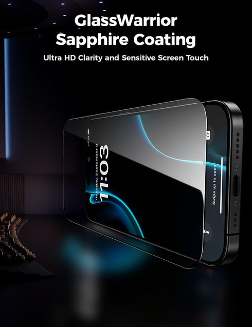 17 6.3 inch, 3D BENKS GlassWarrior Sapphire Screen Protector for iPhone Pro Curved Full Coverage Tempered Glass, Ultra